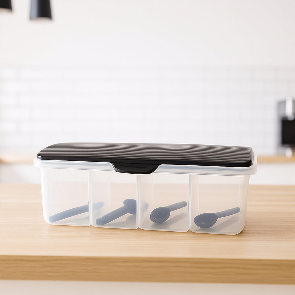 Kitchen Multipurpose Air-tight 4 Sections Storage Containers  Masala Box (1 Set)